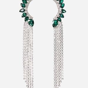 Eloquii Silver and Green Statement Earrings